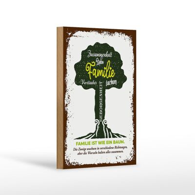 Cartello in legno con scritta "La famiglia è come un albero" decorazione 12x18 cm