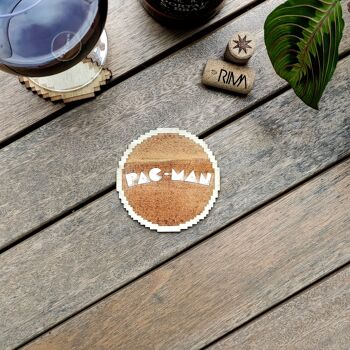 Ensemble de 6 sous-verres en bois Pacman - Cadeau de pendaison de crémaillère - Pac man - Jeu vidéo 8