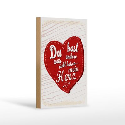 Cartello in legno con scritta "Hai il mio cuore, amore" regalo 12x18 cm