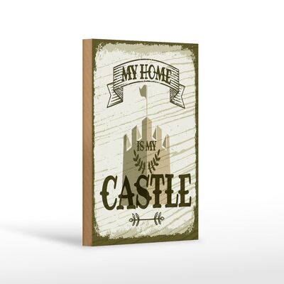 Cartello in legno con scritta La mia casa è il mio castello decorazione 12x18 cm