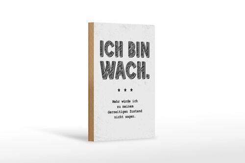 Holzschild Spruch lustig Zustand Ich bin wach 12x18 cm Dekoration