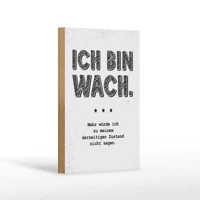 Holzschild Spruch lustig Zustand Ich bin wach 12x18 cm Dekoration