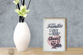 Panneau en bois disant Our Family Chaos Love Heart 12x18 cm 3