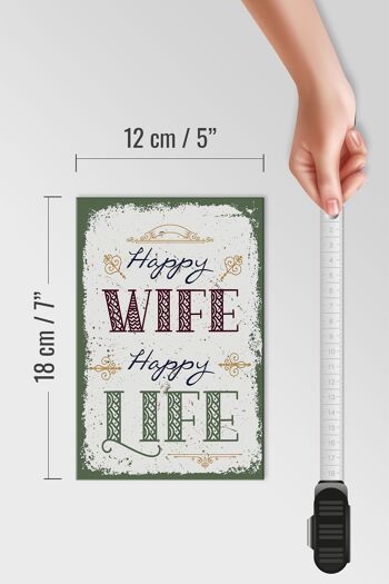 Panneau en bois disant Happy Wife Happy Life 12x18 cm décoration cadeau 4