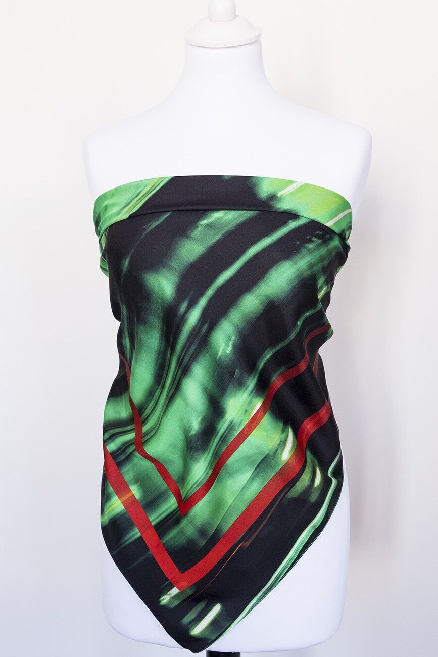 Sciarpa, Quadrato In Seta, Stampa Cabaret Verde