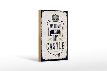 Panneau en bois disant My home is my Castle 12x18 cm décoration de maison 1