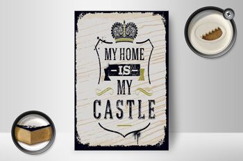 Panneau en bois disant My home is my Castle 12x18 cm décoration de maison 2