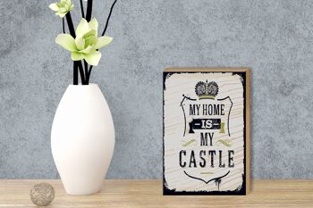 Panneau en bois disant My home is my Castle 12x18 cm décoration de maison 3