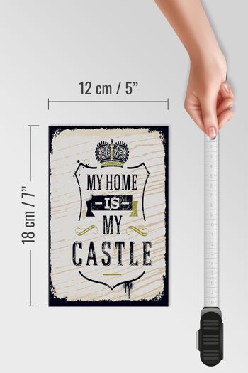 Panneau en bois disant My home is my Castle 12x18 cm décoration de maison 4