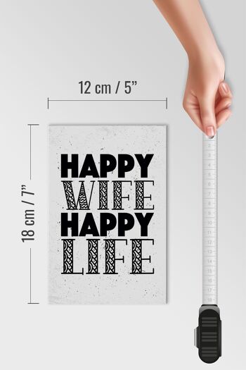 Panneau en bois disant Mme Happy Wife Happy Life 12x18 cm cadeau 4