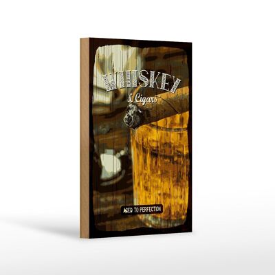Cartel de madera que dice Whisky & Cigars a la perfección 12x18 cm