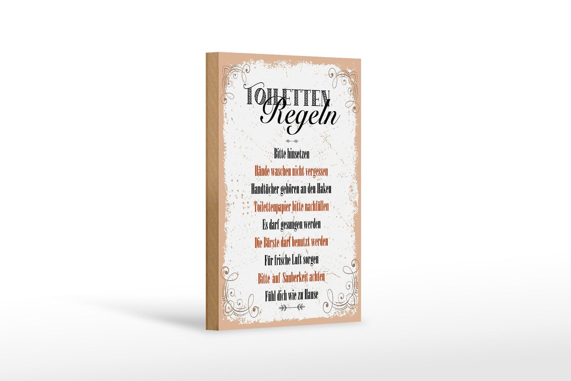 Holzschild Spruch Toiletten Regeln darf gesungen 12x18 cm