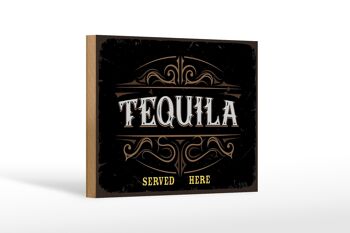 Panneau en bois disant Tequila servie ici 18x12 cm décoration 1