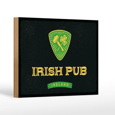 Cartel de madera que dice Irlanda Pub irlandés decoración 18x12 cm