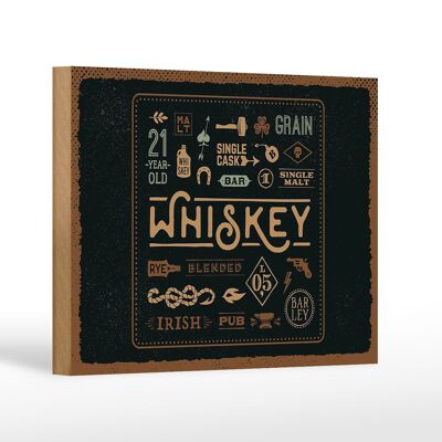 Cartel de madera que dice Whisky blended Irish pub 18x12 cm