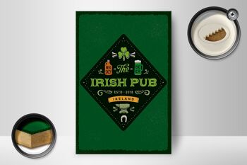 Panneau en bois indiquant Irlande Irish Pub Whisky Beer 12x18 cm 2