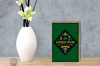 Panneau en bois indiquant Irlande Irish Pub Whisky Beer 12x18 cm 3