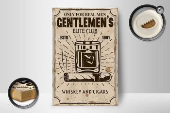 Panneau en bois disant Whisky Cigars Elite Club Real Men 12x18 cm 2