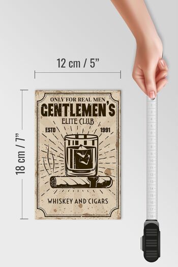 Panneau en bois disant Whisky Cigars Elite Club Real Men 12x18 cm 4