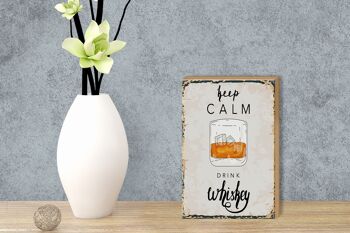 Panneau en bois disant Keep Calm Drink Whisky 12x18 cm 3