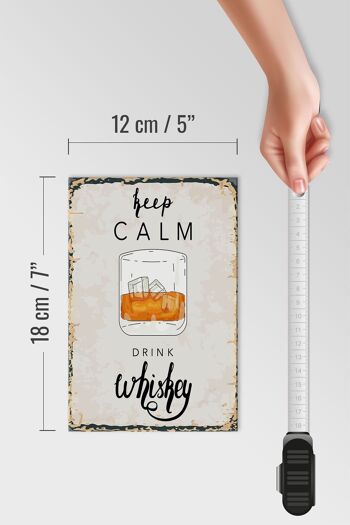 Panneau en bois disant Keep Calm Drink Whisky 12x18 cm 4