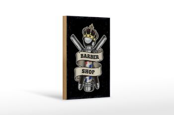 Panneau en bois indiquant Barbershop Coiffeur Salon Décoration de cheveux 12x18 cm 1