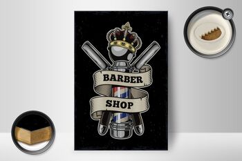 Panneau en bois indiquant Barbershop Coiffeur Salon Décoration de cheveux 12x18 cm 2