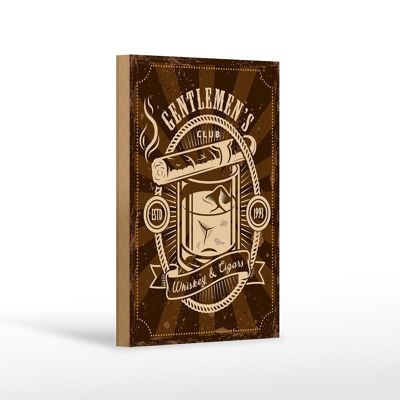 Cartel de madera que dice Gentlemen`s Club Whisky & Cigars 12x18 cm