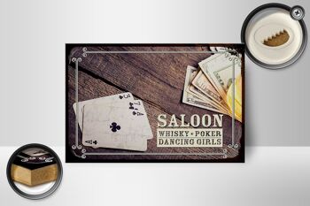 Panneau en bois disant Saloon Whisky Poker Dancing 18x12 cm décoration 2