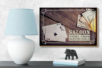 Panneau en bois disant Saloon Whisky Poker Dancing 18x12 cm décoration 3