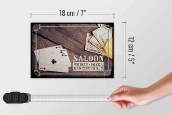 Panneau en bois disant Saloon Whisky Poker Dancing 18x12 cm décoration 4