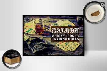 Panneau en bois disant Saloon Whisky Poker Dancing girls 18x12 cm 2