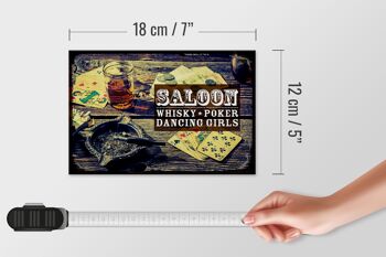 Panneau en bois disant Saloon Whisky Poker Dancing girls 18x12 cm 4