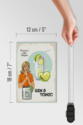 Panneau en bois disant Mummy's Little Helper Gin & Tonic 12x18 cm 4