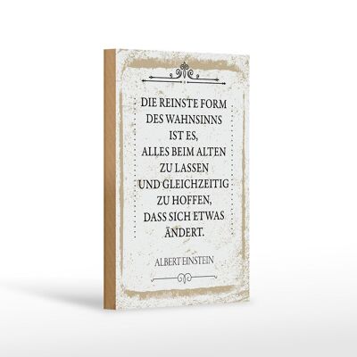 Holzschild Spruch Einstein reinste Form Wahnsinns 12x18 cm
