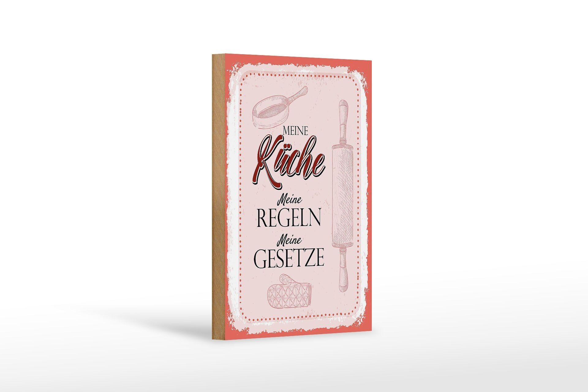 Cartello in legno con scritta La mia cucina, le mie regole 12x18 cm decorazione