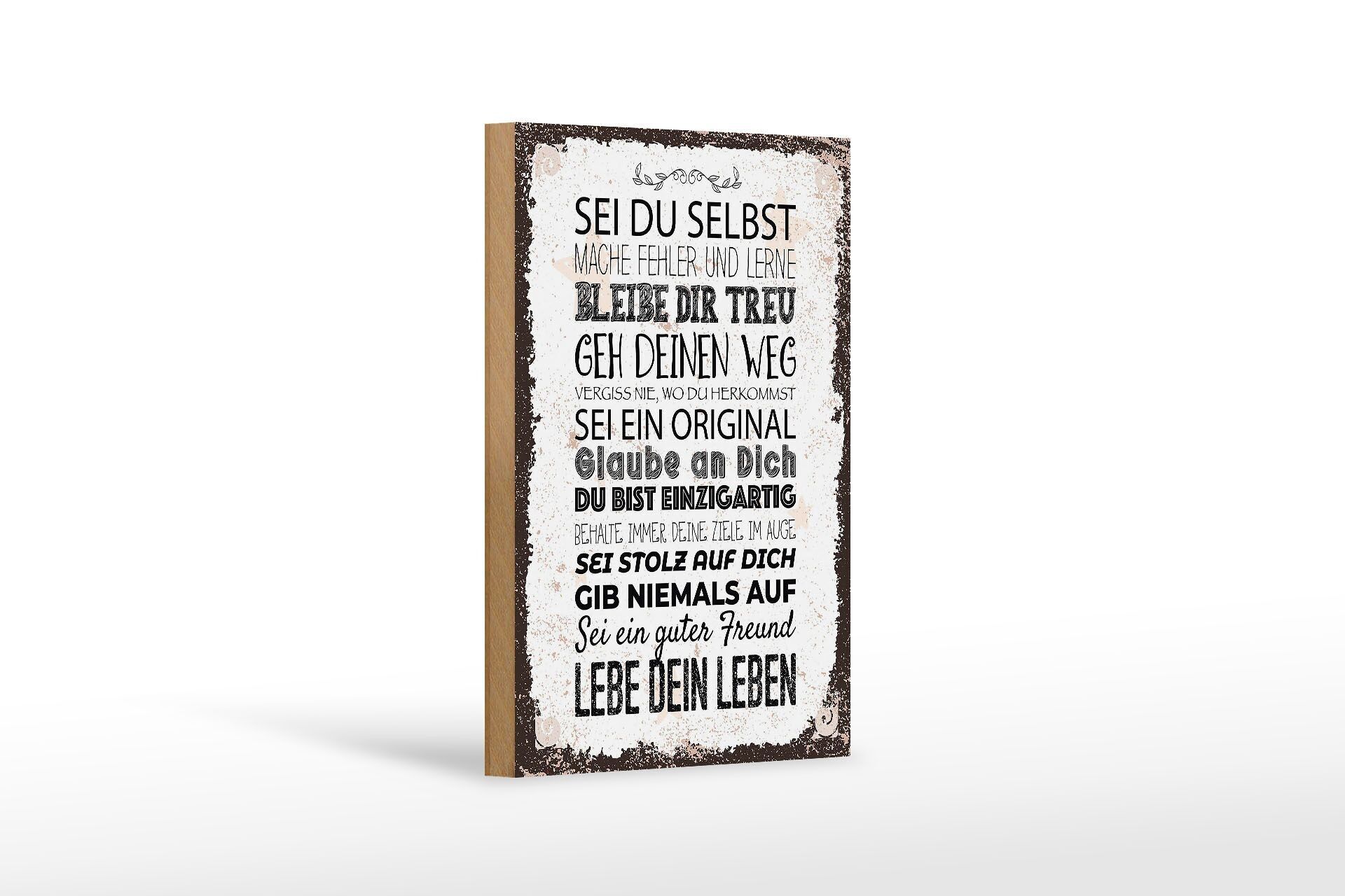 Holzschild Spruch Sei du selbst mache Fehler lerne 12x18 cm