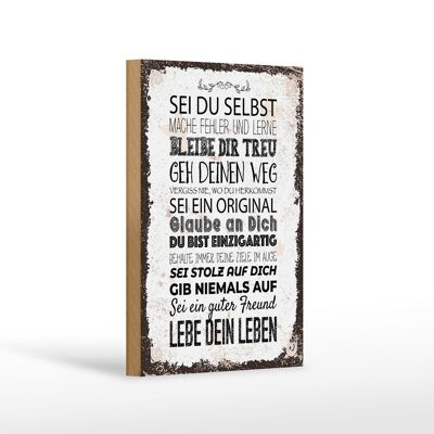 Holzschild Spruch Sei du selbst mache Fehler lerne 12x18 cm