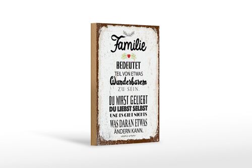 Holzschild Spruch Familie Teil von etwas wunderbarem 12x18 cm