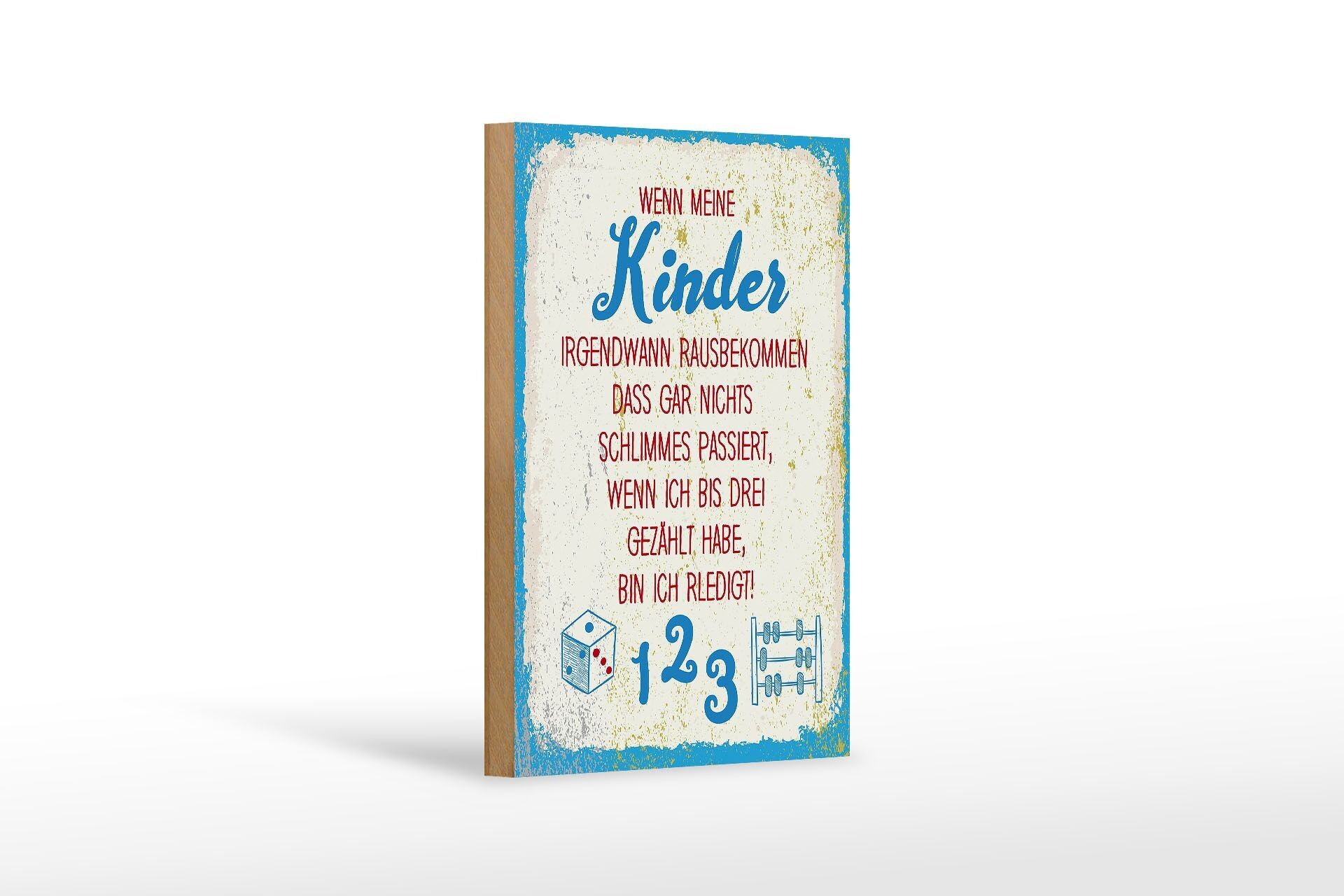 Cartello in legno con scritta bambini quando conto fino a tre 12x18 cm