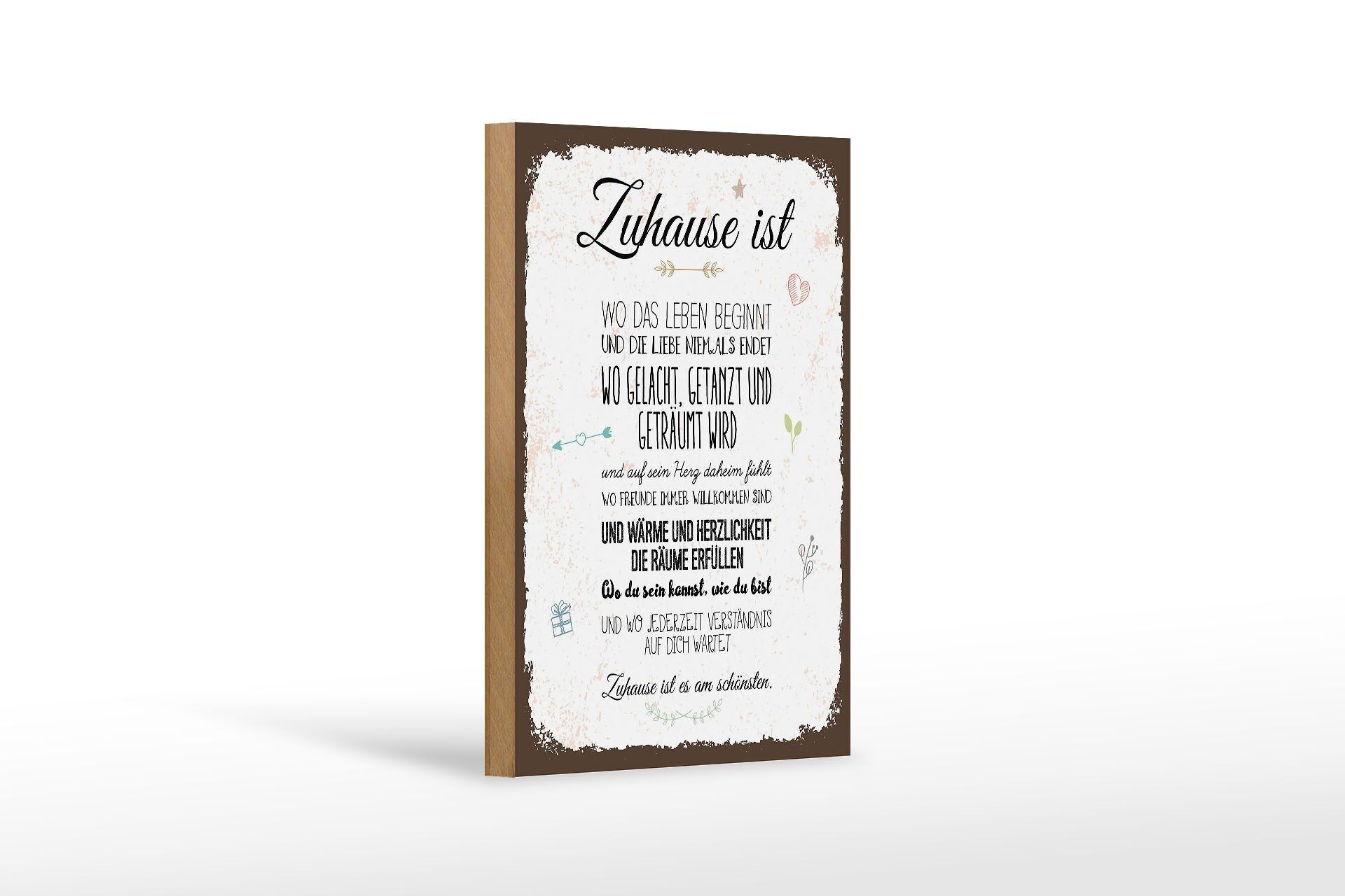 Cartel de madera que dice El hogar es donde comienza la vida 12x18 cm