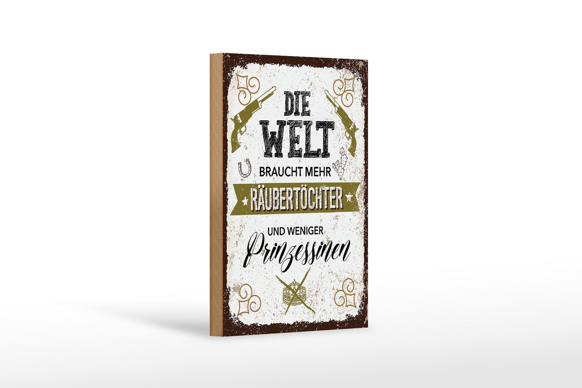 Cartel de madera que dice hija del ladrón menos princesas 12x18 cm