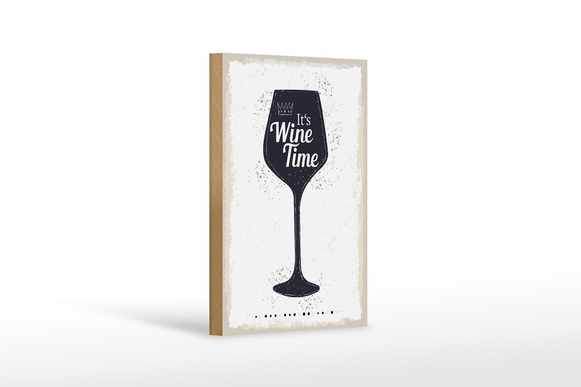 Cartello in legno con scritta Wine It's Wine Time 12x18 cm decorazione