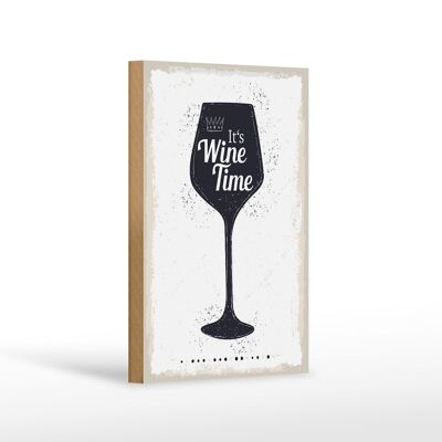 Wooden sign saying wine It's Wine Time 12x18 cm decoration