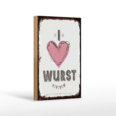 Panneau en bois disant nourriture I love saucisse coeur 12x18 cm cadeau