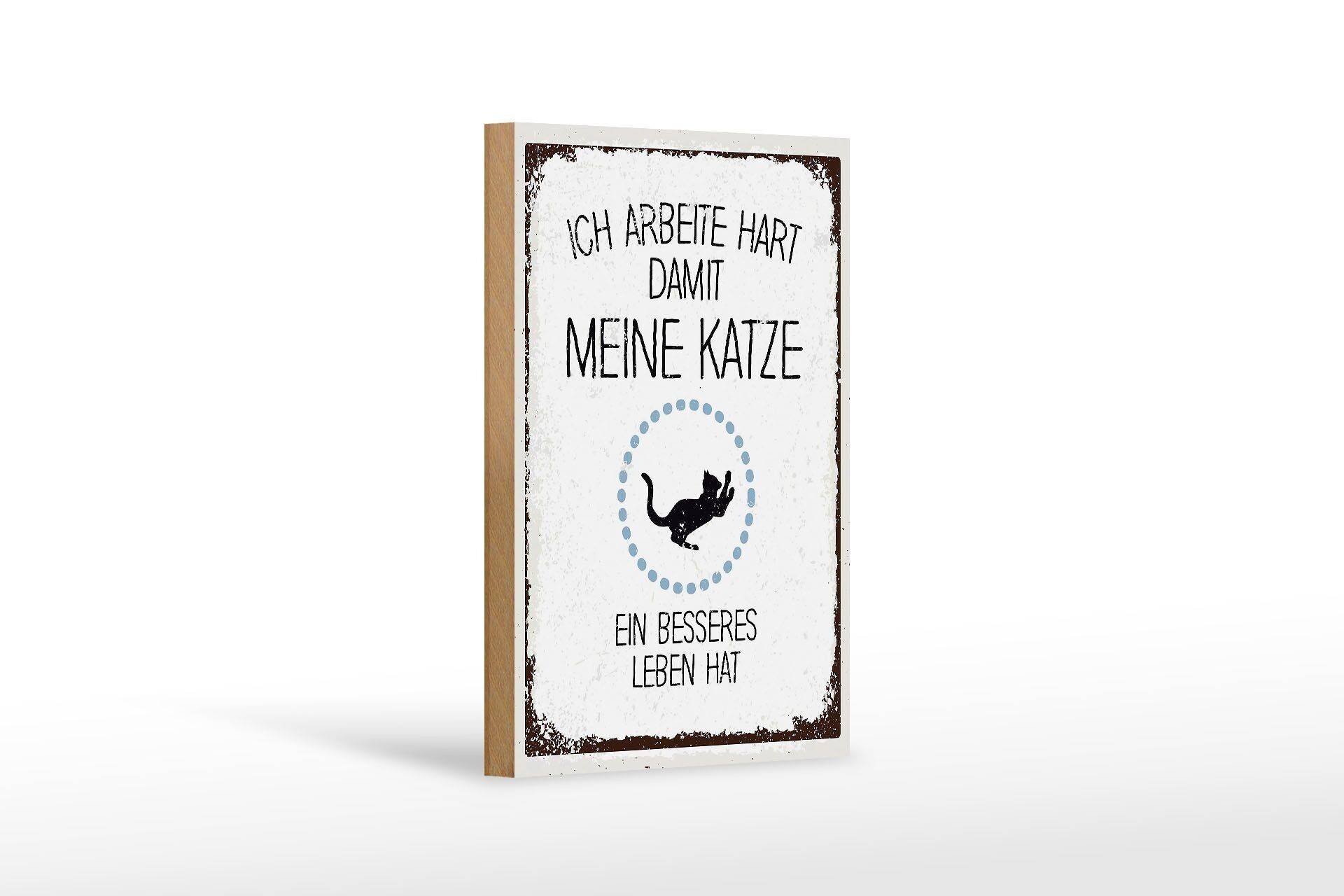 Cartello in legno con scritta "gatto lavoro duro" quindi il mio 12x18 cm