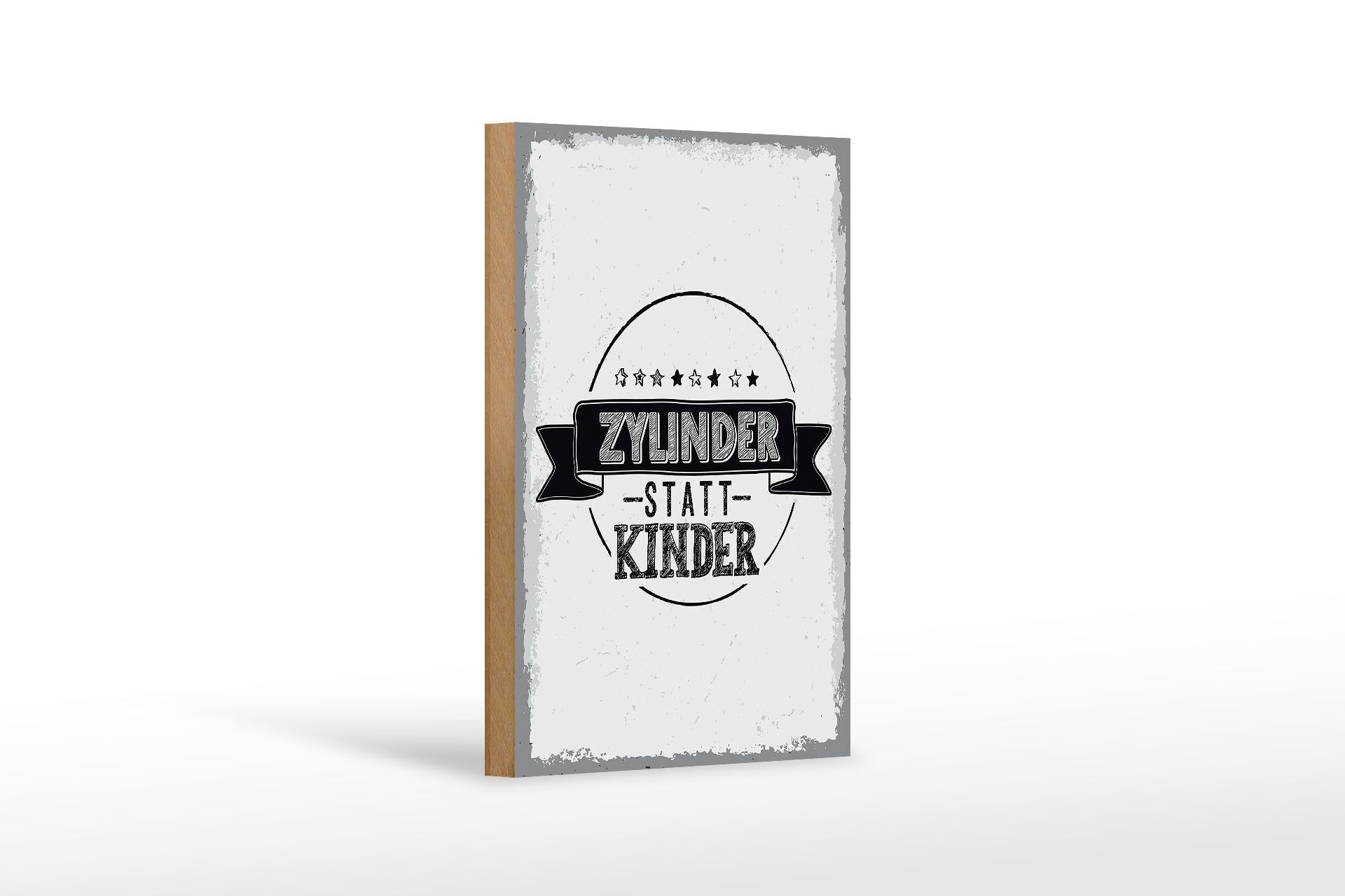 Cartello in legno con scritta divertente cilindro al posto dei bambini 12x18 cm decorazione