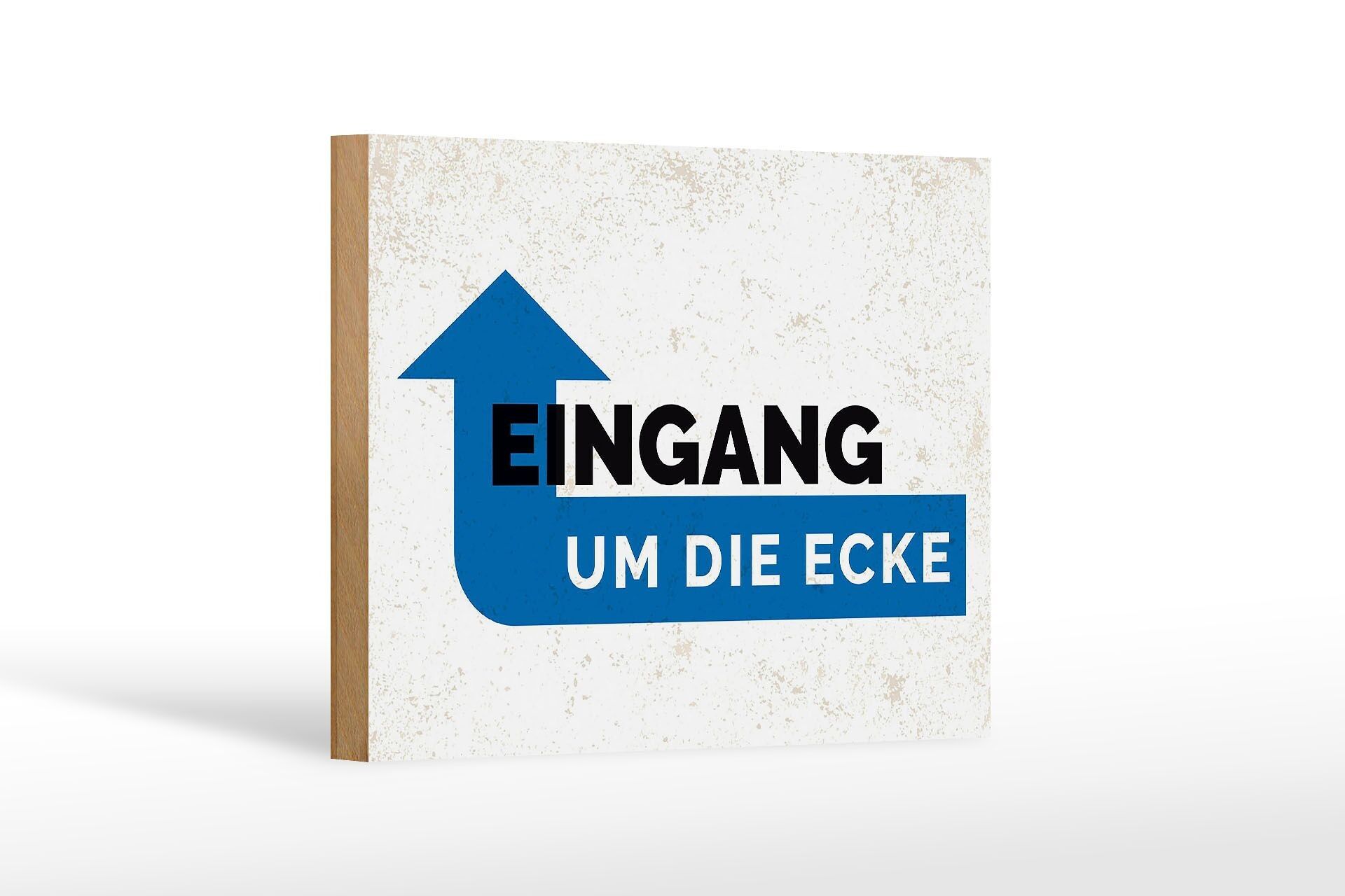 Cartello in legno indicante ingresso dietro l'angolo 18x12 cm decorazione regalo