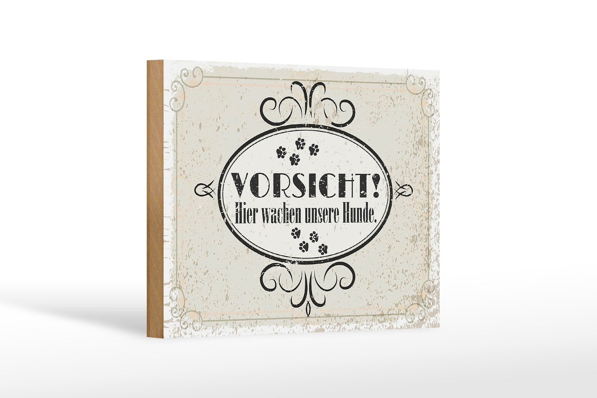 Cartello in legno con scritta "Attenzione" I nostri cani ci stanno guardando 18x12 cm