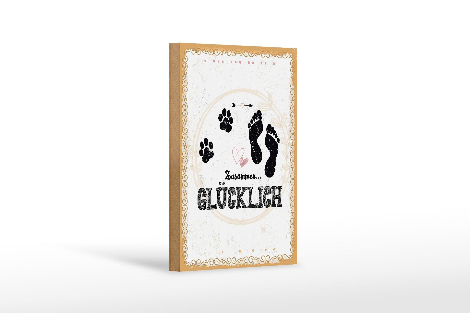 Cartel de madera que dice Together Happy Dog People 12x18 cm